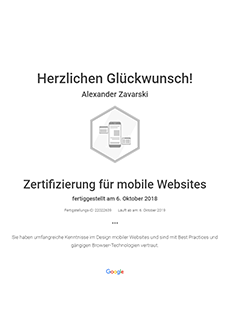Zertifizierung Google für mobile Websites