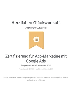Zertifizierung App-Marketing Google Ads 2020